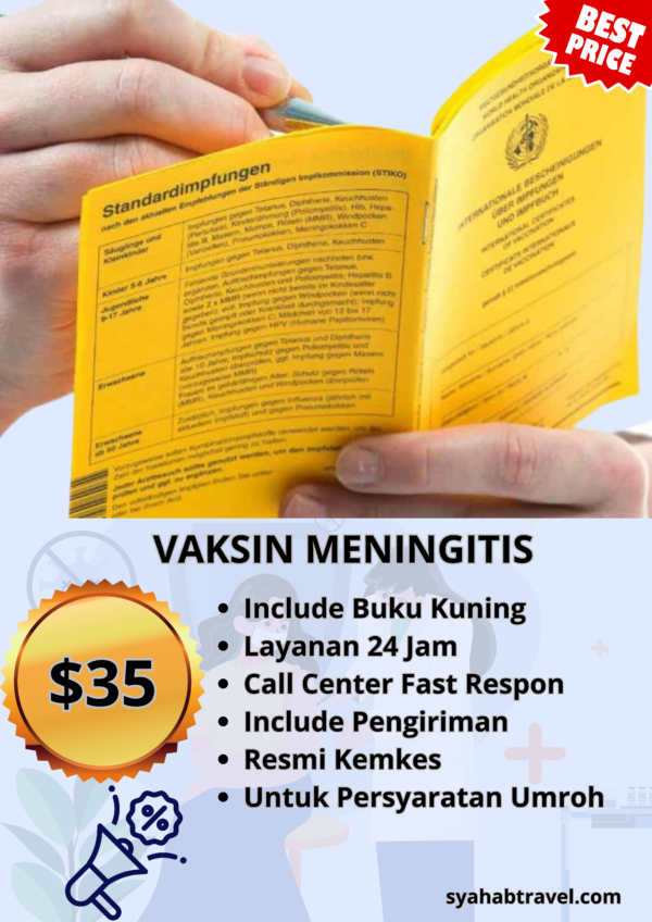 VAKSIN MENINGITIS UMROH PLUS BUKU KUNING RESMI KEMENKES LAYANAN 24 JAM PROFESSIONAL TERCEPAT HARGA DAN BIAYA TERMURAH DAN TERPERCAYA DI INDONESIA